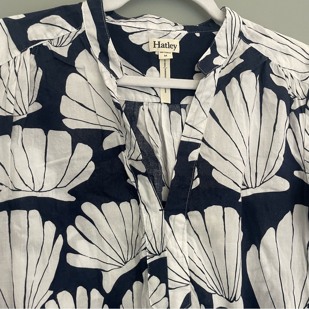 Hatley 100% Cotton Navy White Seashell Print Summer Coastal Mini Dress Coverup - Picture 5 of 16